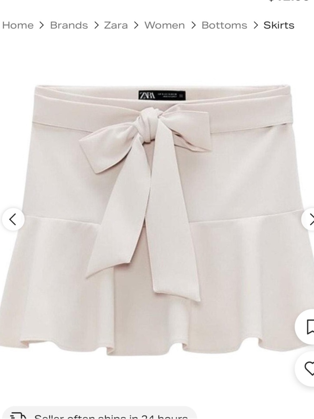 ZARA off-white skort with front bow